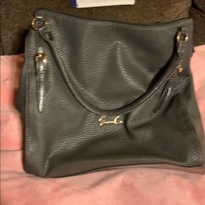 Dark grey leather like hand bag